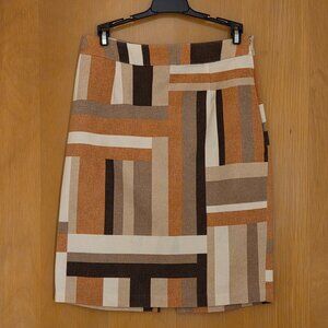 Tori Richard Honolulu Pencil Skirt Womens 6 Cotton Pique Colorblock Mod 60s 70s